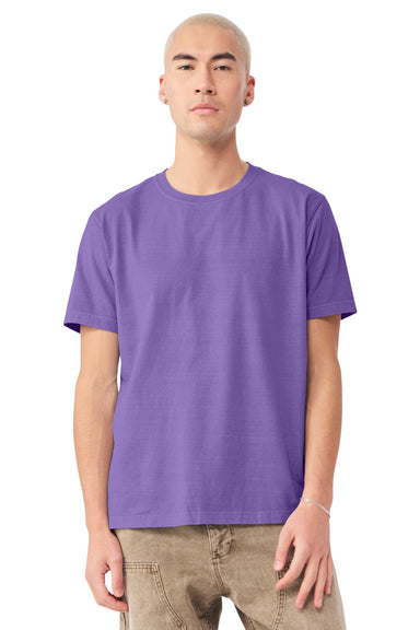 Bella + Canvas BC4810GD Mens Garment Dyed Short Sleeve Crewneck T-Shirt Washed Purple Model Front