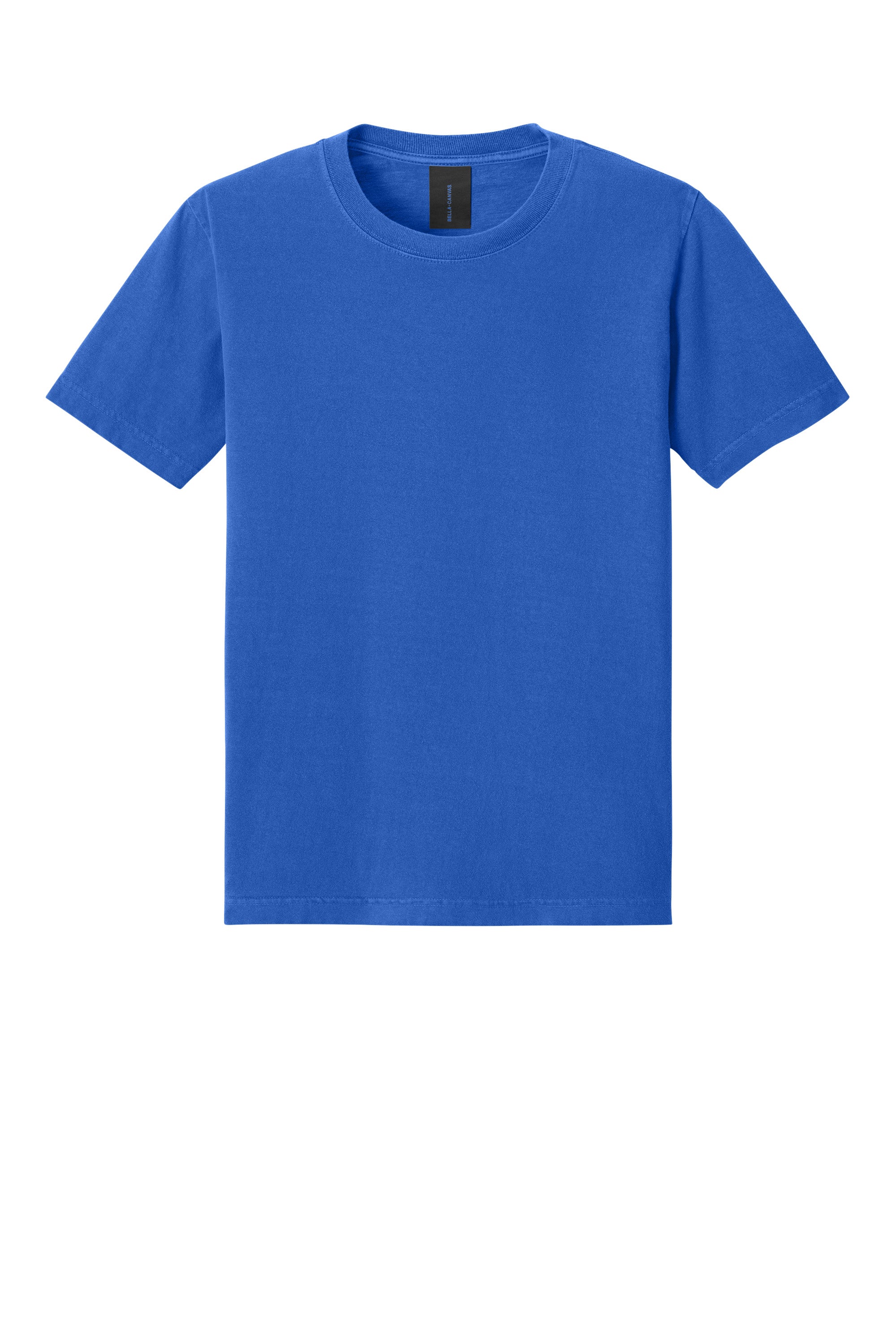 Bella + Canvas BC4810GD Mens Garment Dyed Short Sleeve Crewneck T-Shirt Washed Royal Blue Flat Front