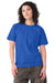 Bella + Canvas BC4810GD Mens Garment Dyed Short Sleeve Crewneck T-Shirt Washed Royal Blue Model Side
