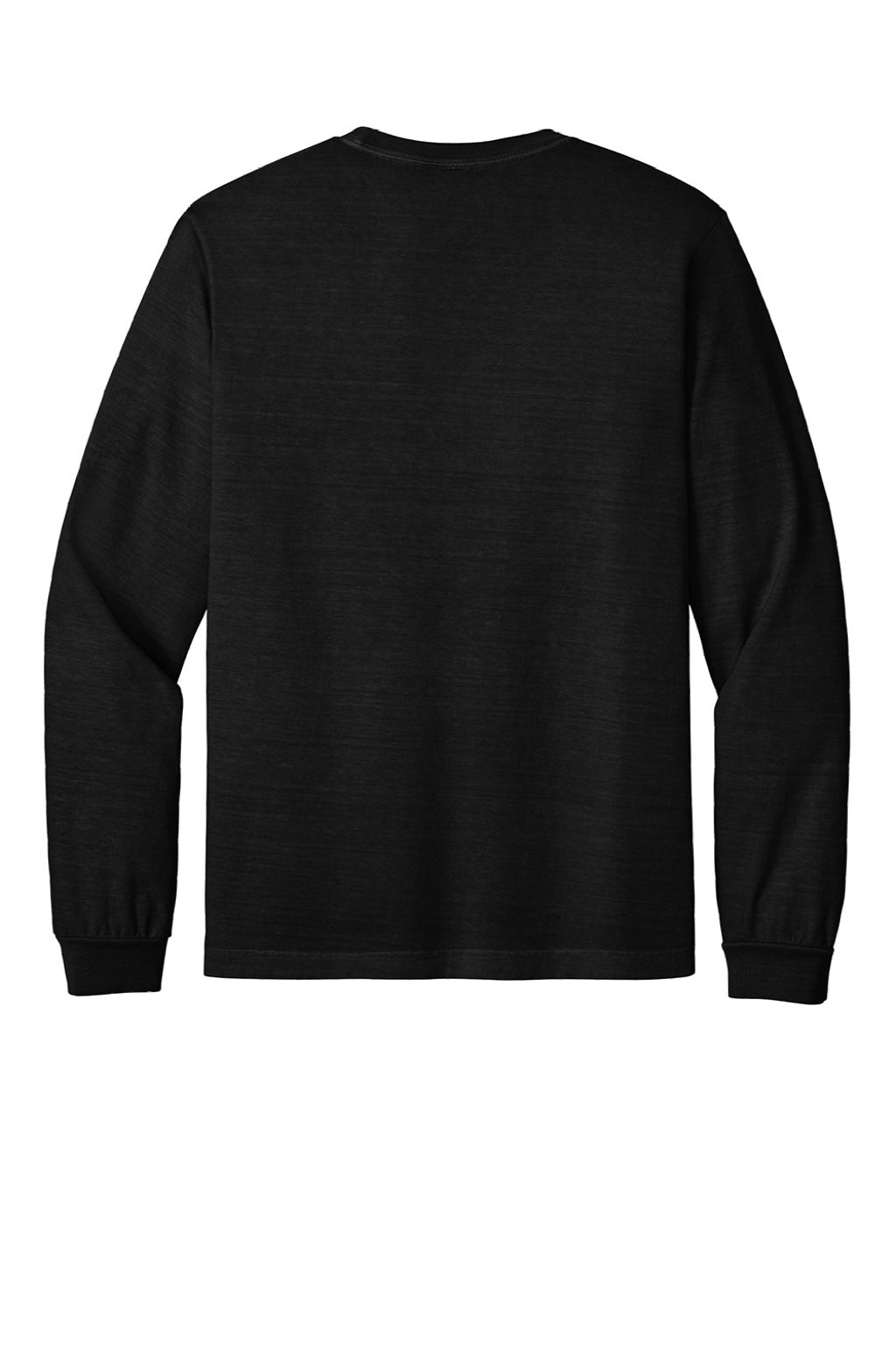 Bella + Canvas BC4851GD Mens Garment Dyed Long Sleeve Crewneck T-Shirt Black Flat Back