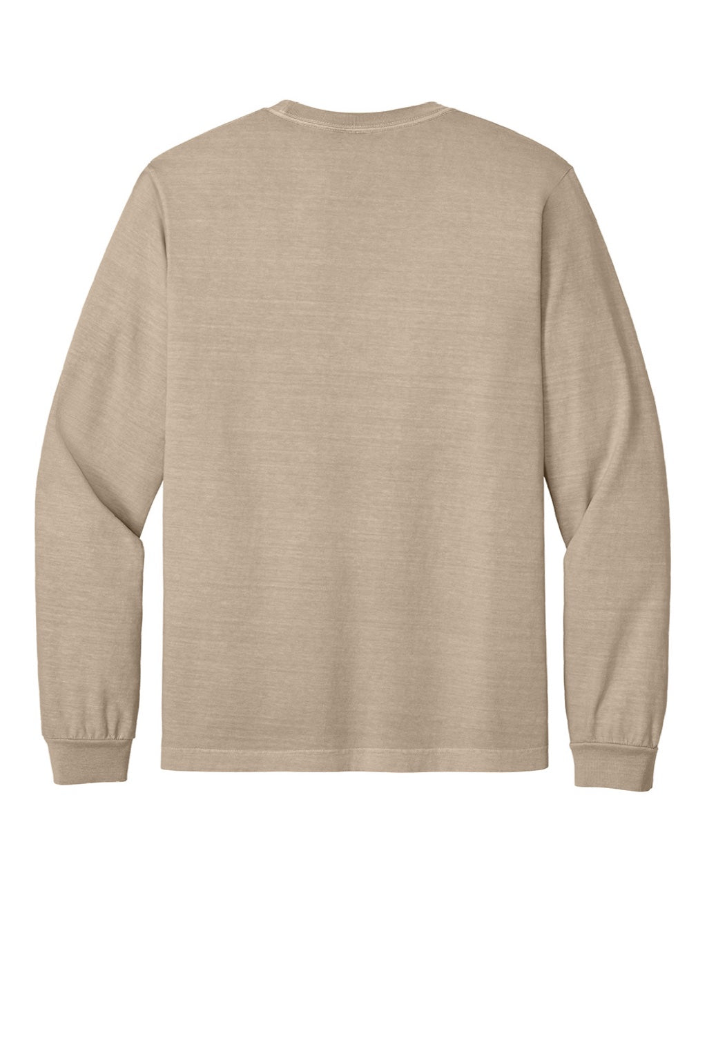 Bella + Canvas BC4851GD Mens Garment Dyed Long Sleeve Crewneck T-Shirt Khaki Brown Flat Back