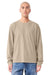 Bella + Canvas BC4851GD Mens Garment Dyed Long Sleeve Crewneck T-Shirt Khaki Brown Model Front