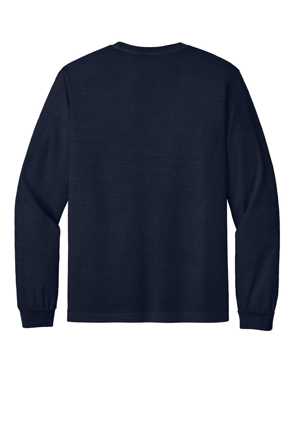 Bella + Canvas BC4851GD Mens Garment Dyed Long Sleeve Crewneck T-Shirt Navy Blue Flat Back
