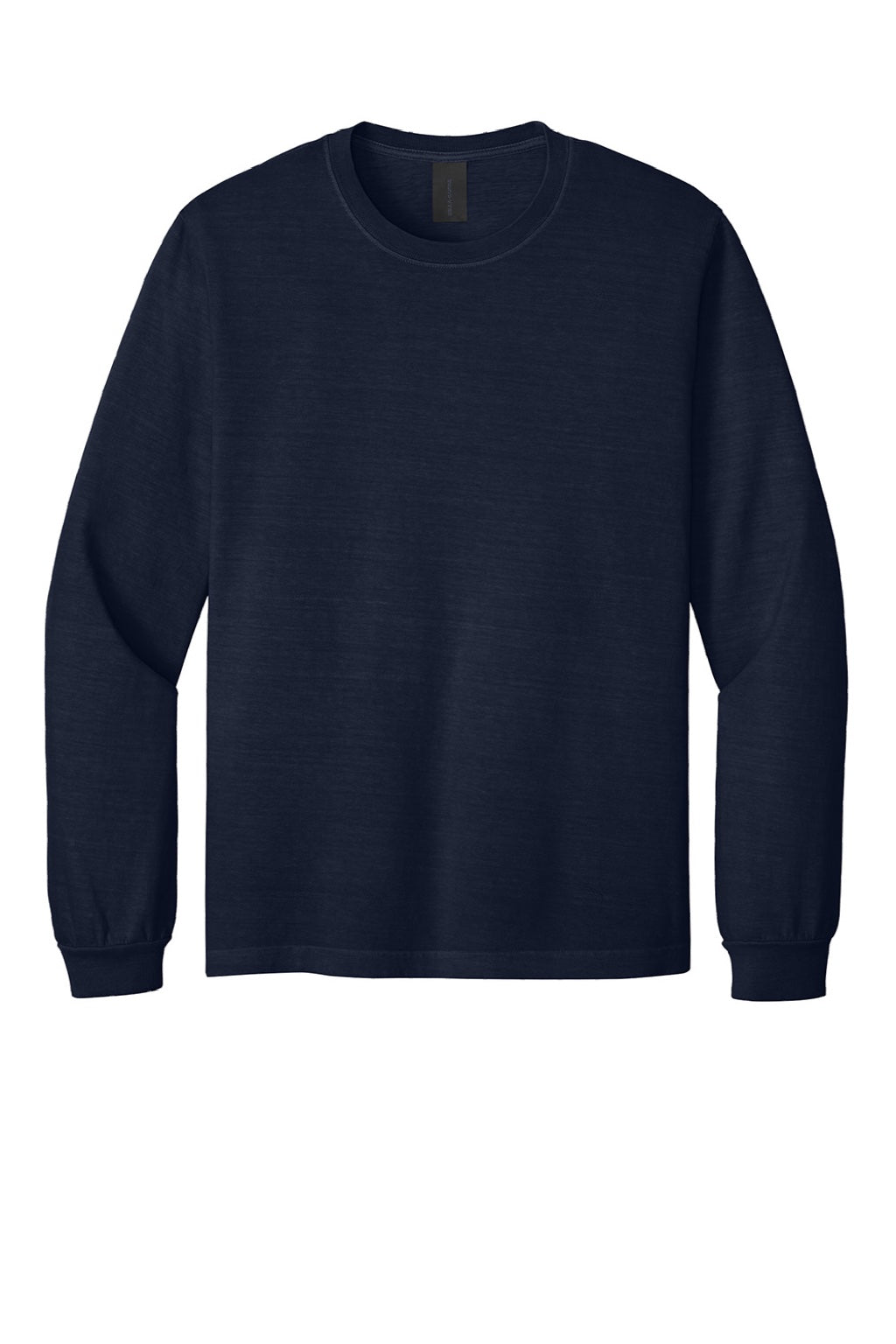 Bella + Canvas BC4851GD Mens Garment Dyed Long Sleeve Crewneck T-Shirt Navy Blue Flat Front