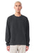 Bella + Canvas BC4851GD Mens Garment Dyed Long Sleeve Crewneck T-Shirt Washed Black Model Front