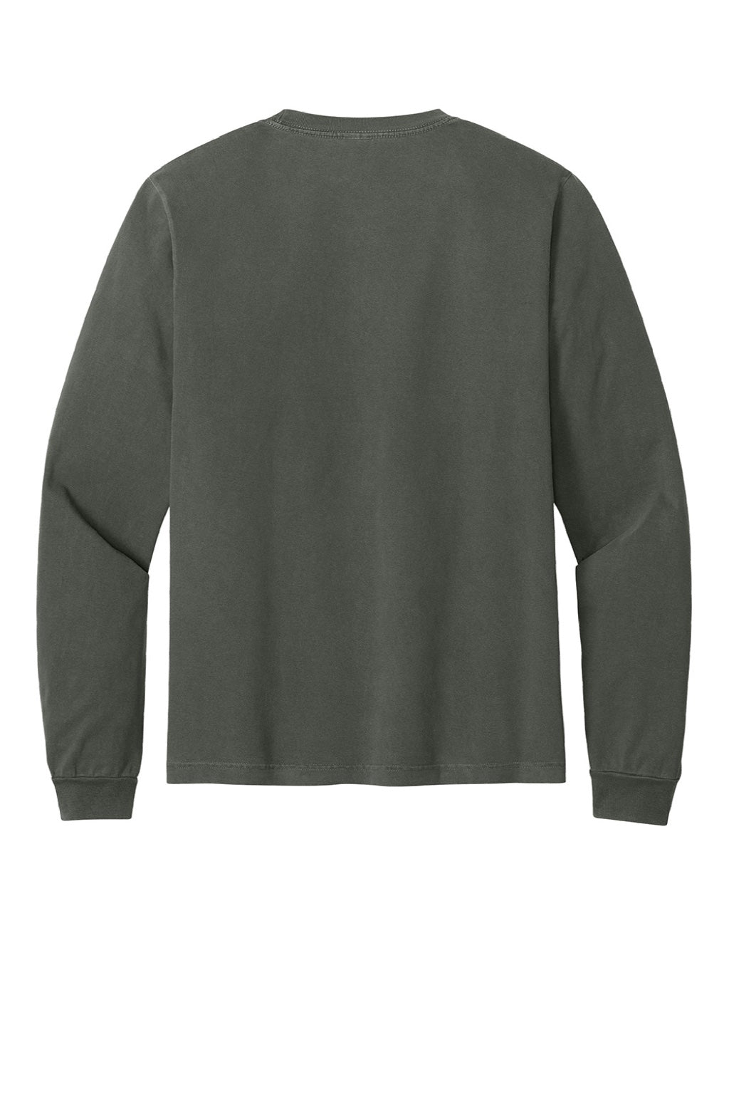 Bella + Canvas BC4851GD Mens Garment Dyed Long Sleeve Crewneck T-Shirt Washed Charcoal Grey Flat Back