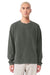Bella + Canvas BC4851GD Mens Garment Dyed Long Sleeve Crewneck T-Shirt Washed Charcoal Grey Model Front