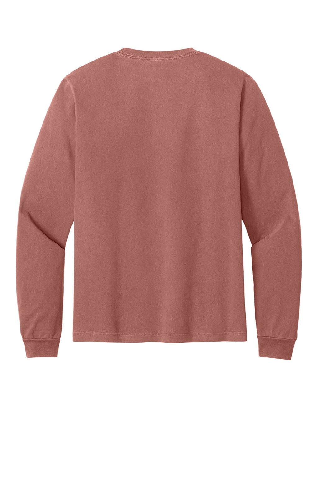 Bella + Canvas BC4851GD Mens Garment Dyed Long Sleeve Crewneck T-Shirt Washed Chestnut Flat Back