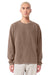 Bella + Canvas BC4851GD Mens Garment Dyed Long Sleeve Crewneck T-Shirt Washed Cocoa Brown Model Front