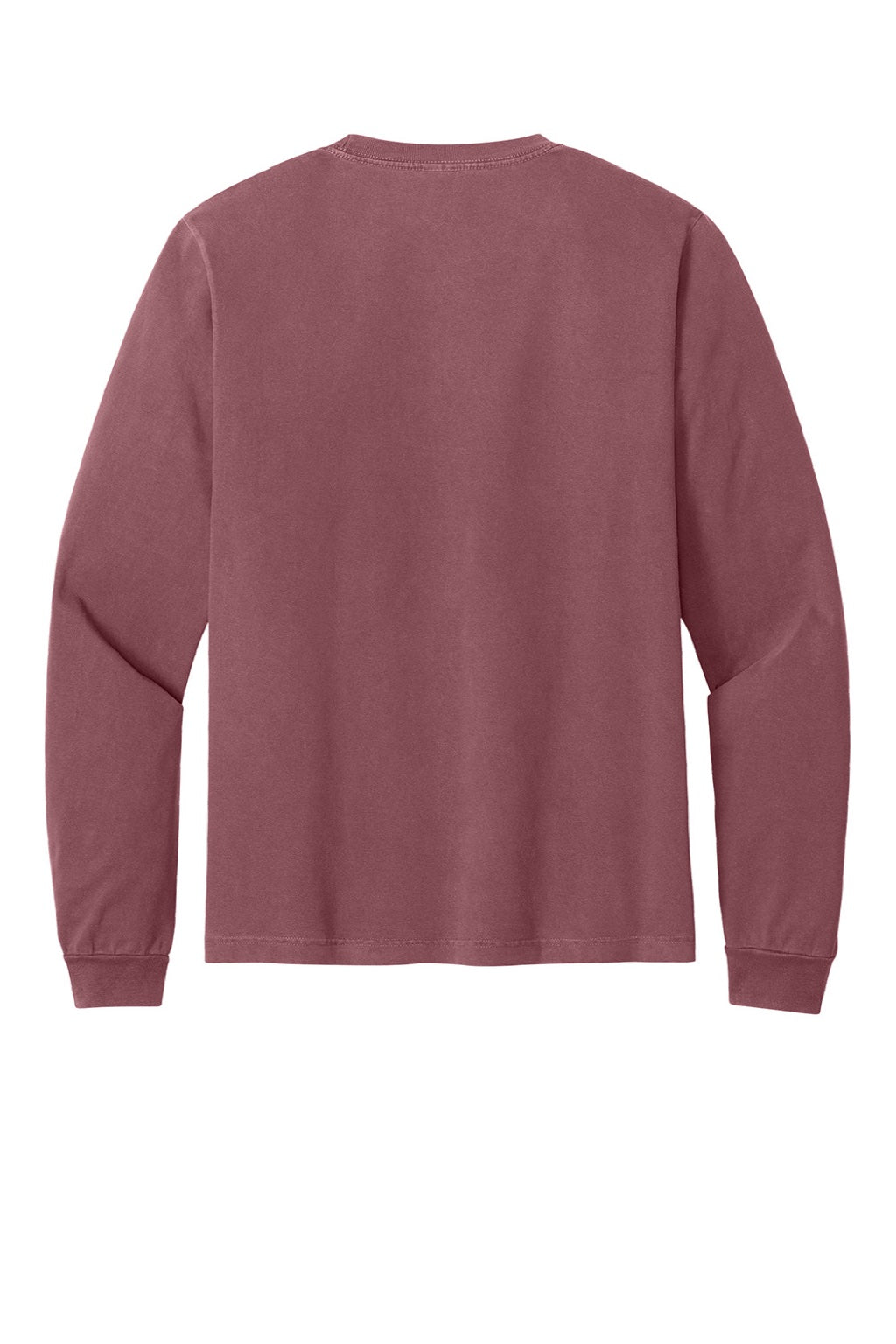 Bella + Canvas BC4851GD Mens Garment Dyed Long Sleeve Crewneck T-Shirt Washed Maroon Flat Back