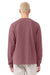 Bella + Canvas BC4851GD Mens Garment Dyed Long Sleeve Crewneck T-Shirt Washed Maroon Model Back