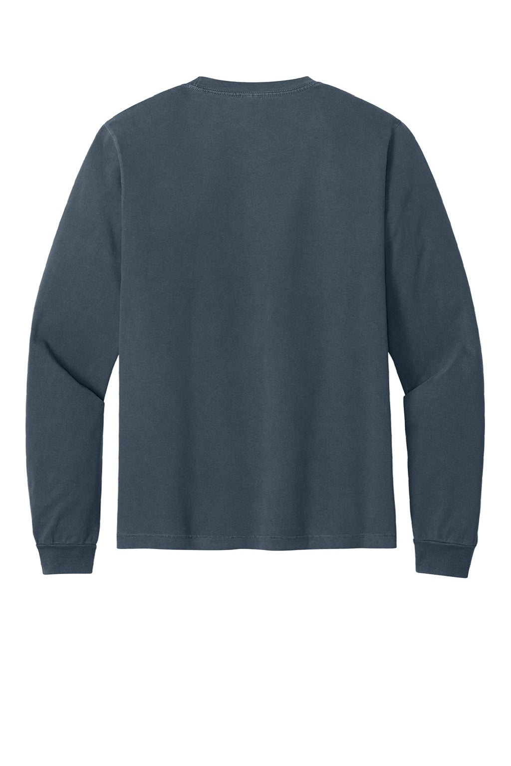Bella + Canvas BC4851GD Mens Garment Dyed Long Sleeve Crewneck T-Shirt Washed Navy Blue Flat Back