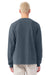 Bella + Canvas BC4851GD Mens Garment Dyed Long Sleeve Crewneck T-Shirt Washed Navy Blue Model Back