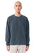 Bella + Canvas BC4851GD Mens Garment Dyed Long Sleeve Crewneck T-Shirt Washed Navy Blue Model Front