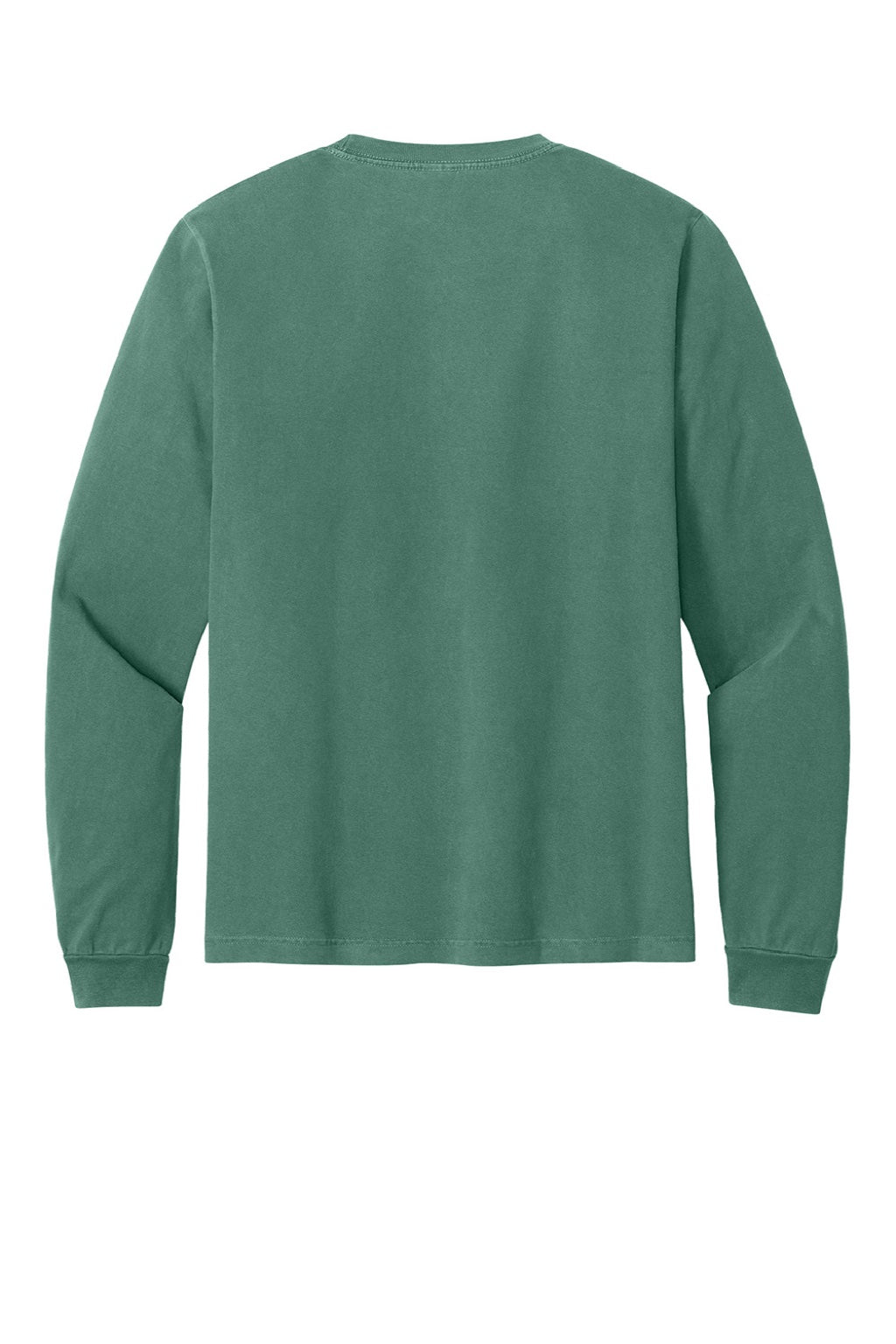Bella + Canvas BC4851GD Mens Garment Dyed Long Sleeve Crewneck T-Shirt Washed Pine Green Flat Back