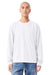 Bella + Canvas BC4851GD Mens Garment Dyed Long Sleeve Crewneck T-Shirt White Model Front