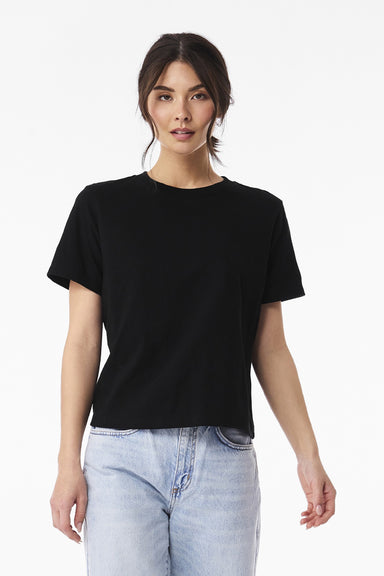 Bella + Canvas BC6110 Womens Short Sleeve Crewneck T-Shirt Black Model Front