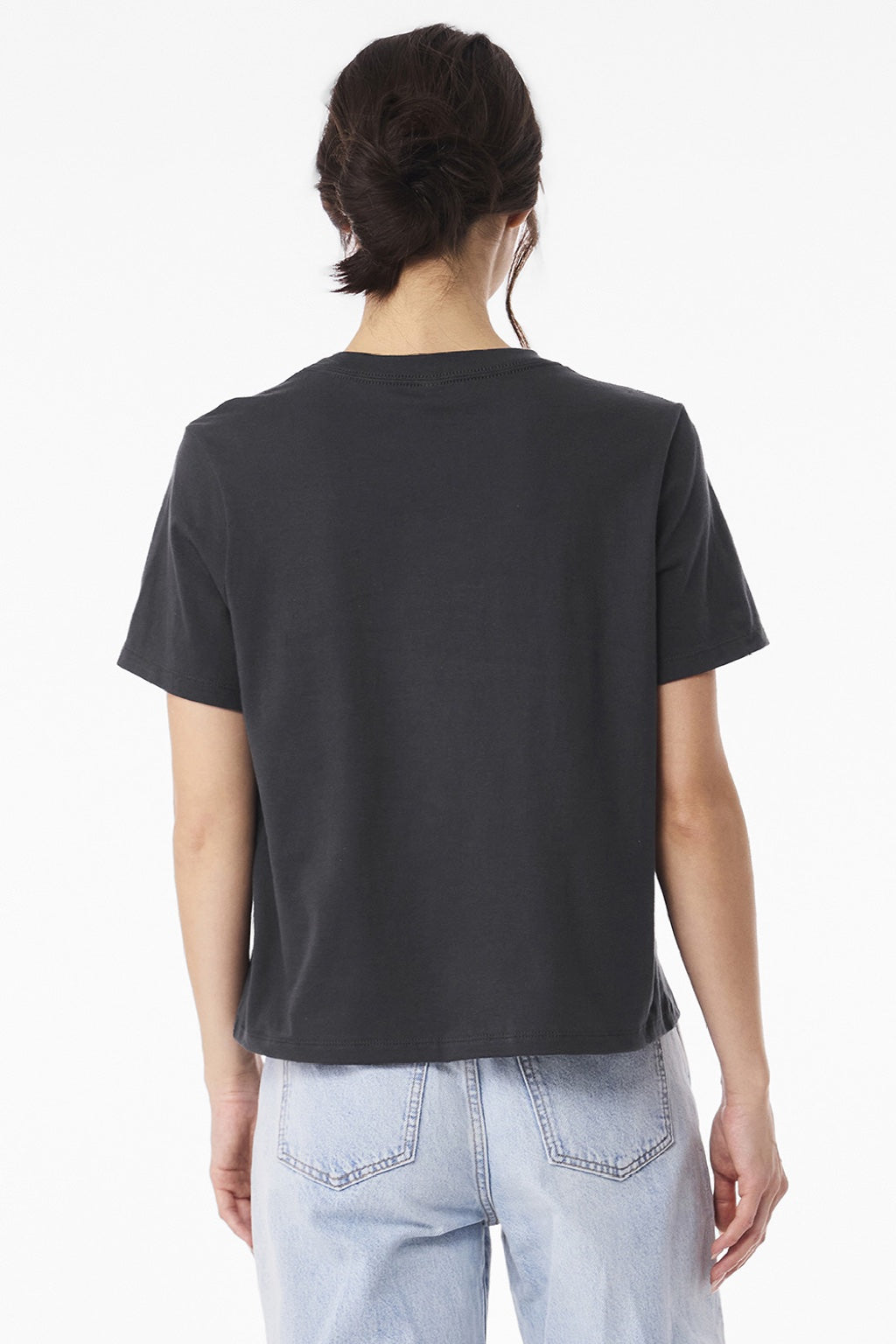 Bella + Canvas BC6110 Womens Short Sleeve Crewneck T-Shirt Dark Grey Model Back