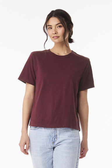 Bella + Canvas BC6110 Womens Short Sleeve Crewneck T-Shirt Maroon Model Front