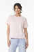 Bella + Canvas BC6110 Womens Short Sleeve Crewneck T-Shirt Soft Pink Model Front