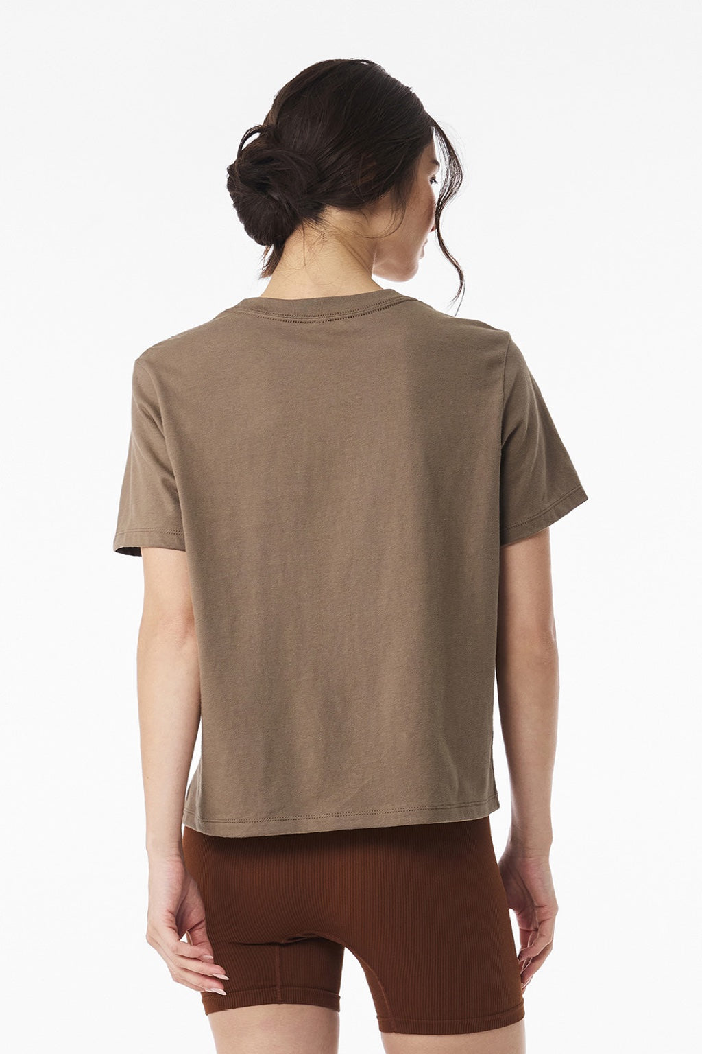 Bella + Canvas BC6110 Womens Short Sleeve Crewneck T-Shirt Vintage Brown Model Back