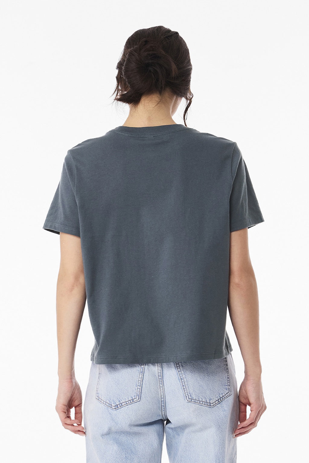 Bella + Canvas BC6110 Womens Short Sleeve Crewneck T-Shirt Vintage Navy Blue Model Back