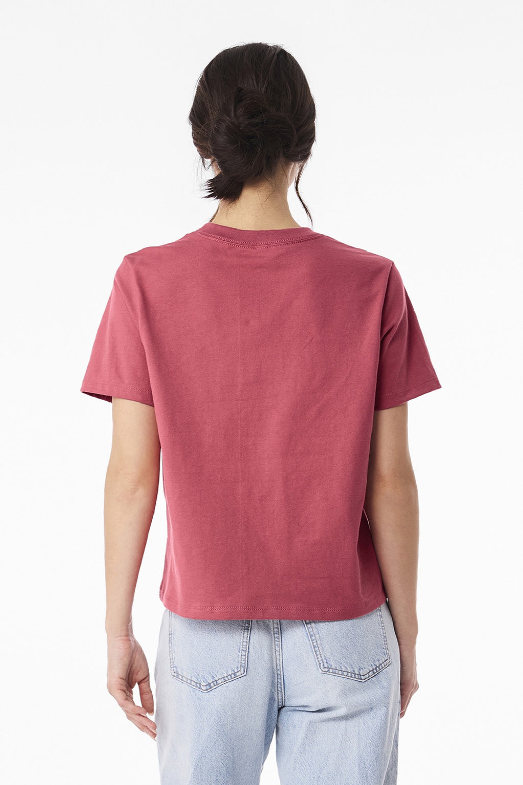 Bella + Canvas BC6110 Womens Short Sleeve Crewneck T-Shirt Vintage Red Model Back