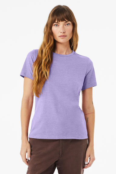 Bella + Canvas BC6400CVC/6400CVC Womens CVC Short Sleeve Crewneck T-Shirt Heather Dark Lavender Purple Model Front