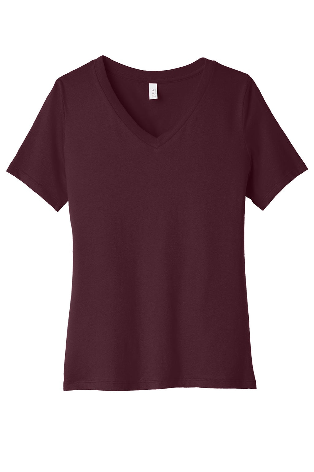 Bella + Canvas BC6405/6405 Womens Relaxed Jersey Short Sleeve V-Neck T-Shirt Maroon Flat Front