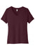 Bella + Canvas BC6405/6405 Womens Relaxed Jersey Short Sleeve V-Neck T-Shirt Maroon Flat Front