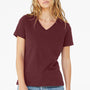 Bella + Canvas Womens Relaxed Jersey Short Sleeve V-Neck T-Shirt - Maroon