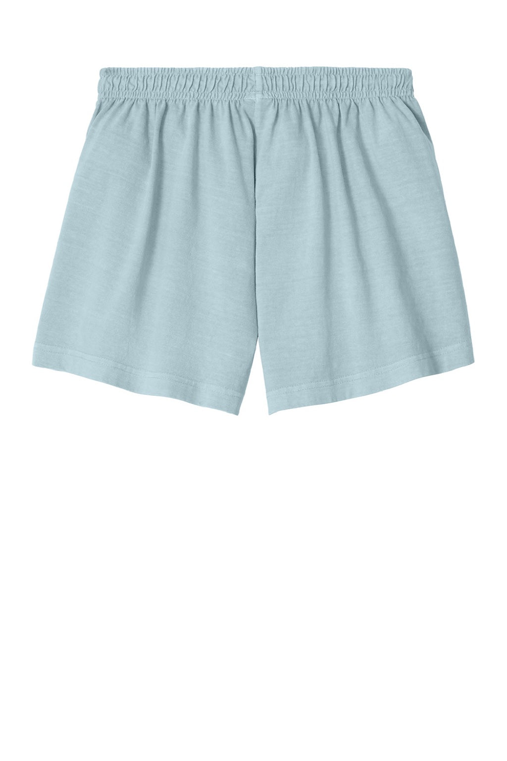 Bella + Canvas BC6824GD Womens Garment Dyed Shorts w/ Pockets Light Washed Denim Blue Flat Back