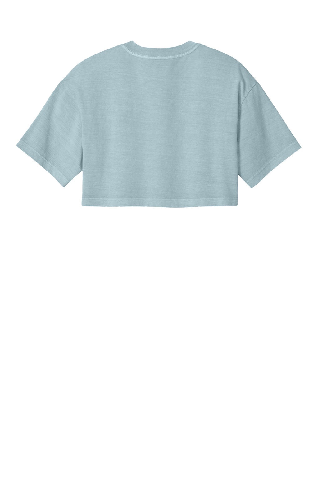 Bella + Canvas BC6882GD Womens Garment Dyed Cropped Short Sleeve Crewneck T-Shirt Light Washed Denim Blue Flat Back
