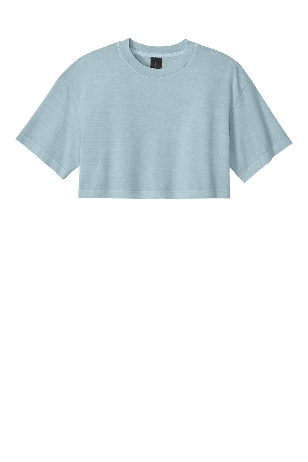 Bella + Canvas BC6882GD Womens Garment Dyed Cropped Short Sleeve Crewneck T-Shirt Light Washed Denim Blue Flat Front