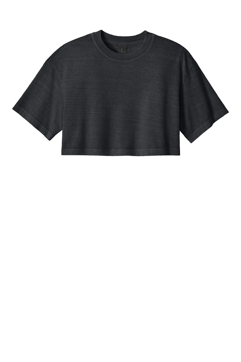 Bella + Canvas BC6882GD Womens Garment Dyed Cropped Short Sleeve Crewneck T-Shirt Washed Black Flat Front