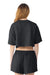 Bella + Canvas BC6882GD Womens Garment Dyed Cropped Short Sleeve Crewneck T-Shirt Washed Black Model Back