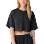 Bella + Canvas Womens Garment Dyed Cropped Short Sleeve Crewneck T-Shirt - Washed Black - NEW