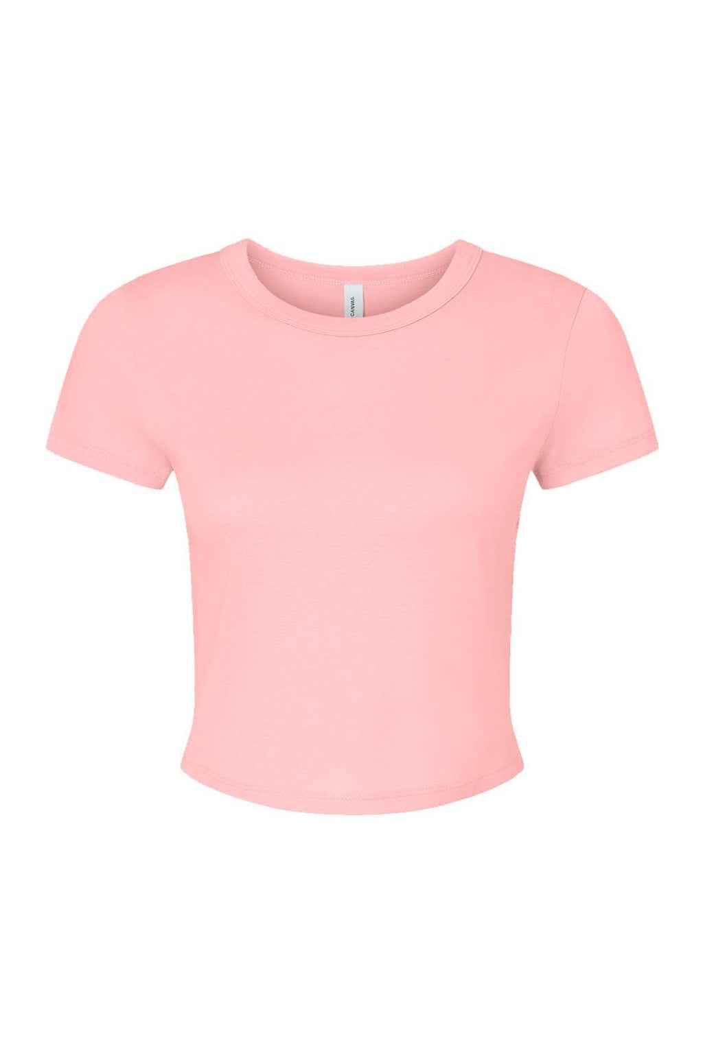 Bella + Canvas BC1010/1010 Womens Micro Ribbed Short Sleeve Crewneck Baby T-Shirt Pink Flat Front