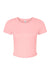 Bella + Canvas BC1010/1010 Womens Micro Ribbed Short Sleeve Crewneck Baby T-Shirt Pink Flat Front