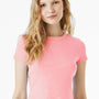 Bella + Canvas Womens Micro Ribbed Short Sleeve Crewneck Baby T-Shirt - Pink