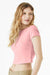 Bella + Canvas BC1010/1010 Womens Micro Ribbed Short Sleeve Crewneck Baby T-Shirt Pink Model Side