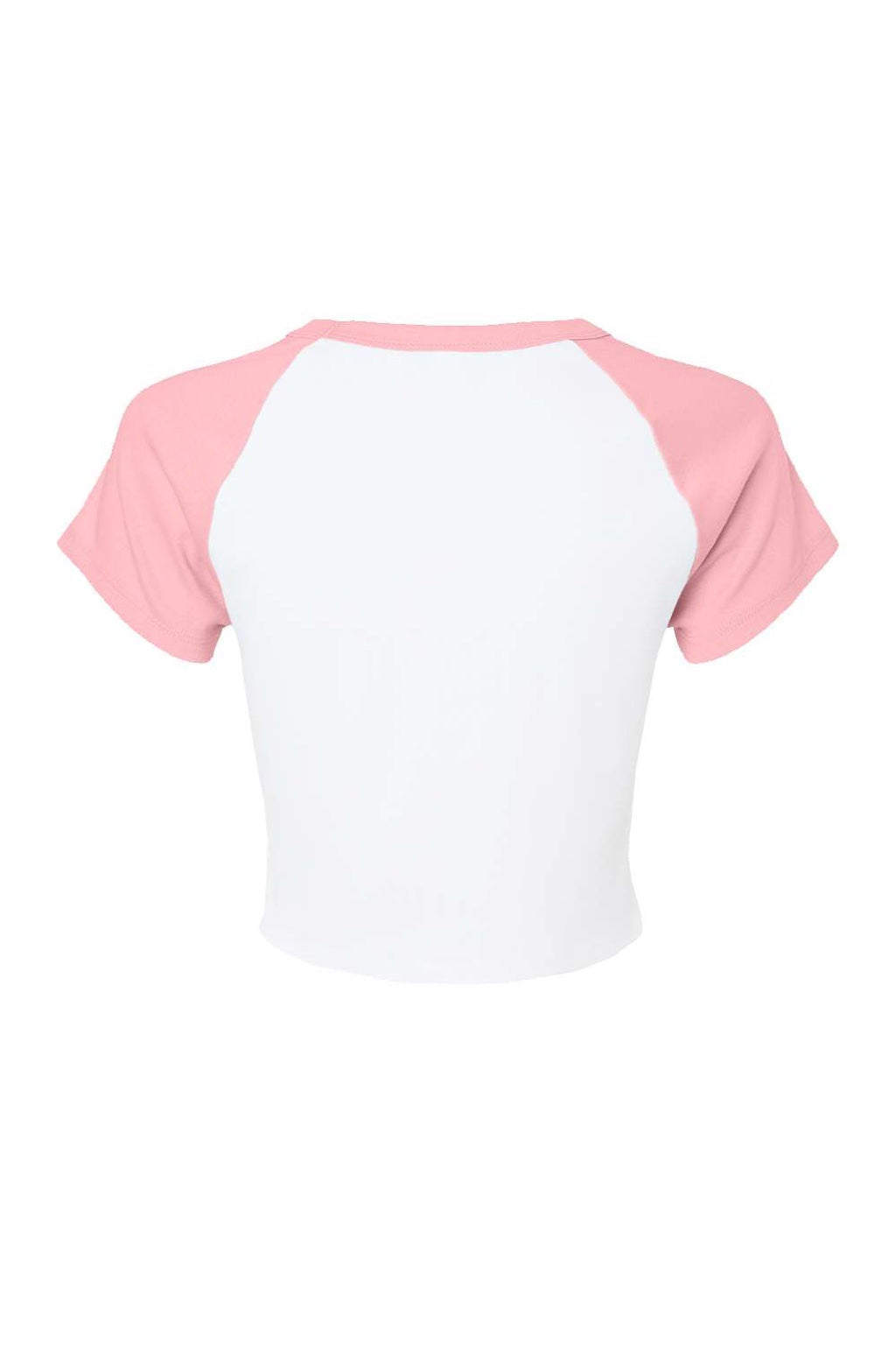 Bella + Canvas BC1201/1201 Womens Micro Ribbed Raglan Short Sleeve Crewneck Baby T-Shirt White/Pink Flat Back