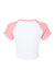 Bella + Canvas BC1201/1201 Womens Micro Ribbed Raglan Short Sleeve Crewneck Baby T-Shirt White/Pink Flat Back