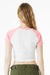 Bella + Canvas BC1201/1201 Womens Micro Ribbed Raglan Short Sleeve Crewneck Baby T-Shirt White/Pink Model Back