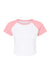 Bella + Canvas BC1201/1201 Womens Micro Ribbed Raglan Short Sleeve Crewneck Baby T-Shirt White/Pink Flat Front