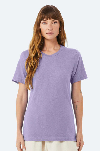 Bella + Canvas BC3001CVC/3001CVC Mens Heather CVC Short Sleeve Crewneck T-Shirt Heather Dark Lavender Purple Model Front