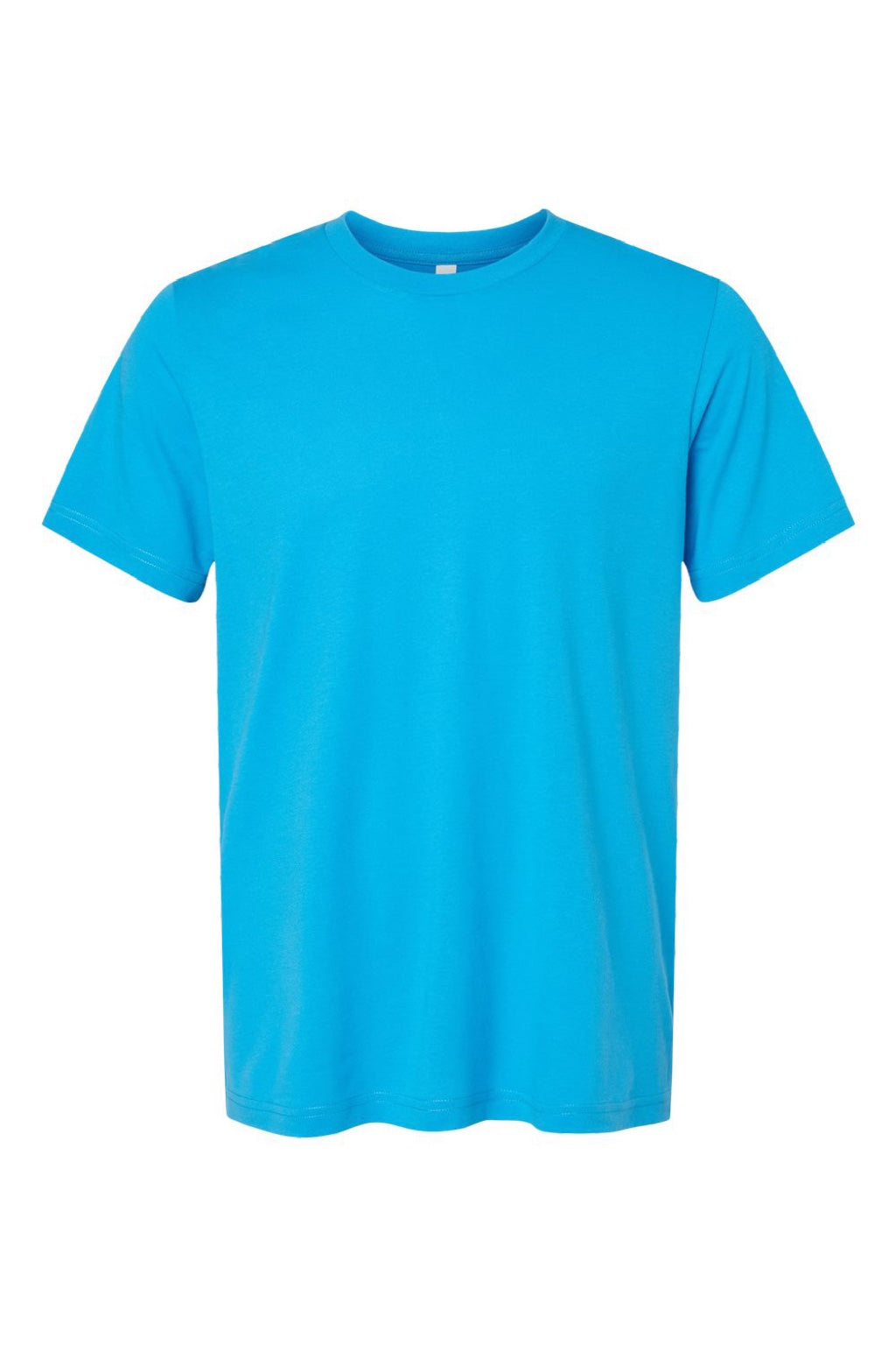 Bella + Canvas BC3001CVC/3001CVC Mens Heather CVC Short Sleeve Crewneck T-Shirt Neon Blue Flat Front