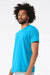 Bella + Canvas BC3001CVC/3001CVC Mens Heather CVC Short Sleeve Crewneck T-Shirt Neon Blue Model Side