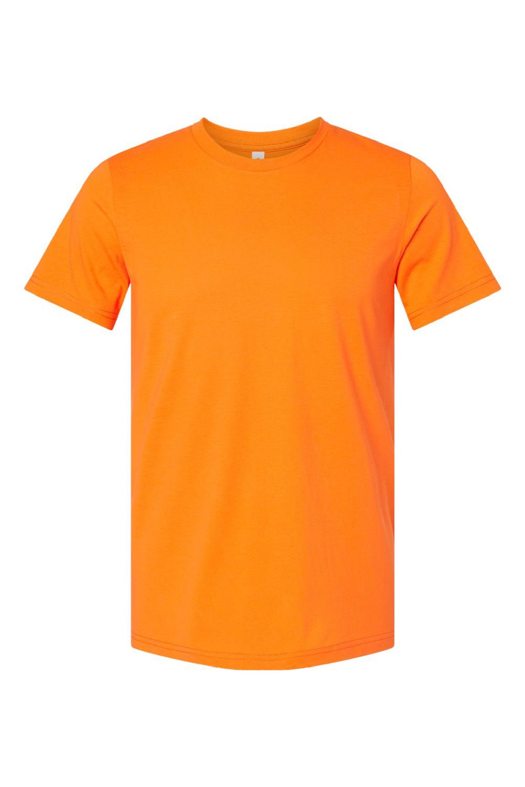 Bella + Canvas BC3001CVC/3001CVC Mens Heather CVC Short Sleeve Crewneck T-Shirt Neon Orange Flat Front