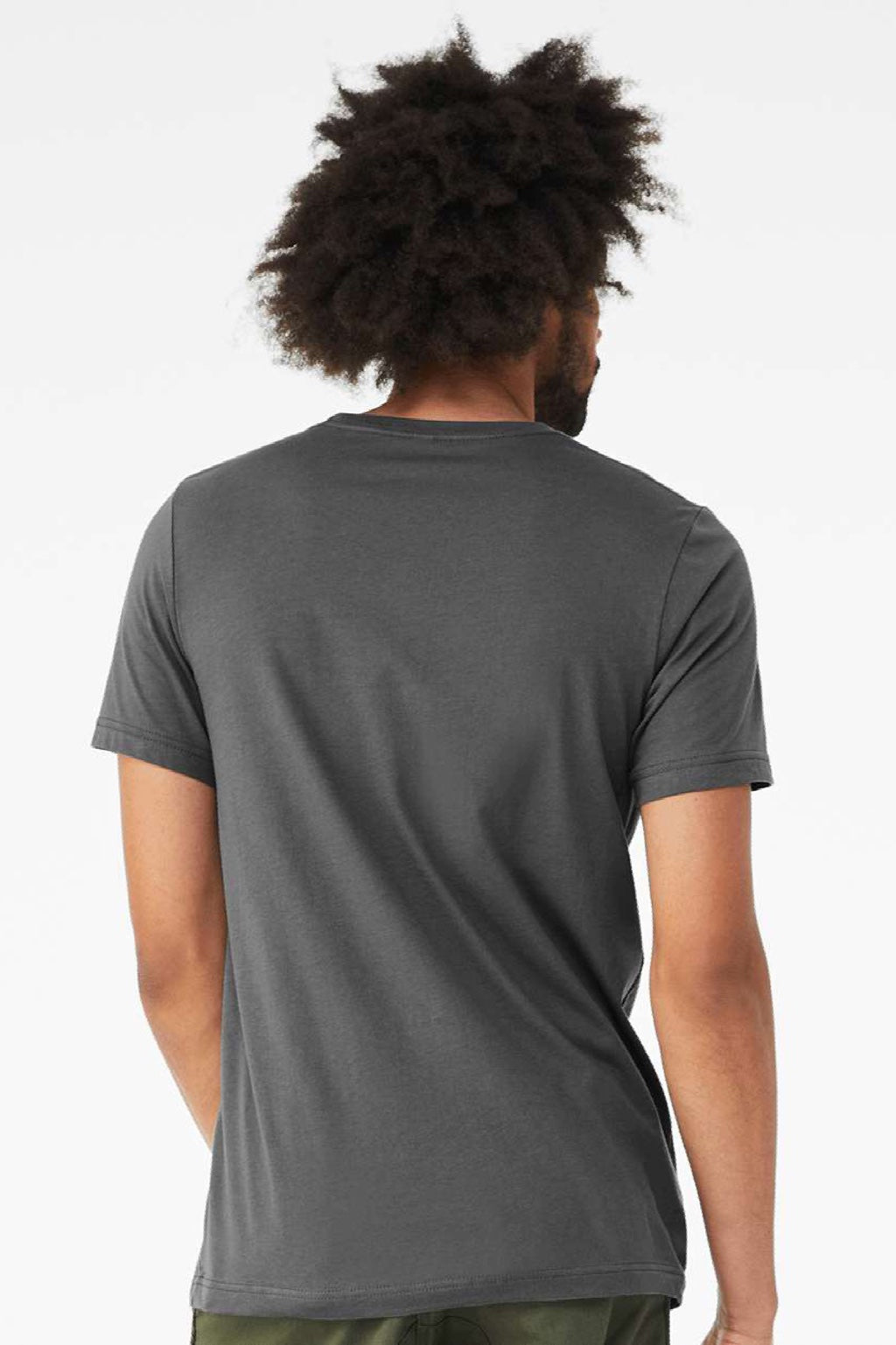 Bella + Canvas BC3001CVC/3001CVC Mens Heather CVC Short Sleeve Crewneck T-Shirt Solid Alphalt Grey Model Back